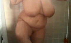 Brunette BBW Housewife In The Shower
