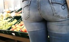 Great Ass In Jeans At The Grocery Store