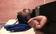 Hot ebony gets tied up and gagged in BDSM video