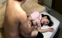 Sexy slim Japanese girl with pigtails loves to take it hard
