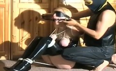 Cute blonde teen tries boobs bondage with abusive boyfriend
