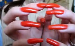 Stunning long fingernails that are red