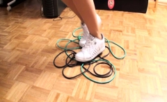Girls enjoy to crushing with sneakers