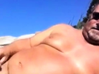 Daddy wank on beach