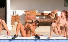 Six Naked Coeds By The Pool From Russia