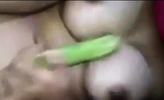 Muslim woman Zina enjoys her veggie dildo