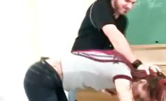 Nasty brunette schoolgirl gets spanked