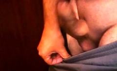 Grey Shorts Freeballing (Commando) flaccid cock swinging