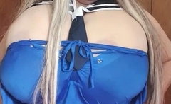 Sexy sailor showing tits giving titjob