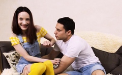 Sweet chick seduced for sex with stepbrother for a reward