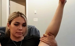 Sexy blonde enjoys foot fetish