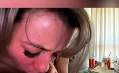Brunette Blowjob Babe Tit Fucking A Cock