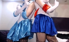 Crossdressing Sailor Scouts Blowjob and Handjob